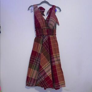 Plaid Sleeveless Dress DressBarn size 8 bow ties